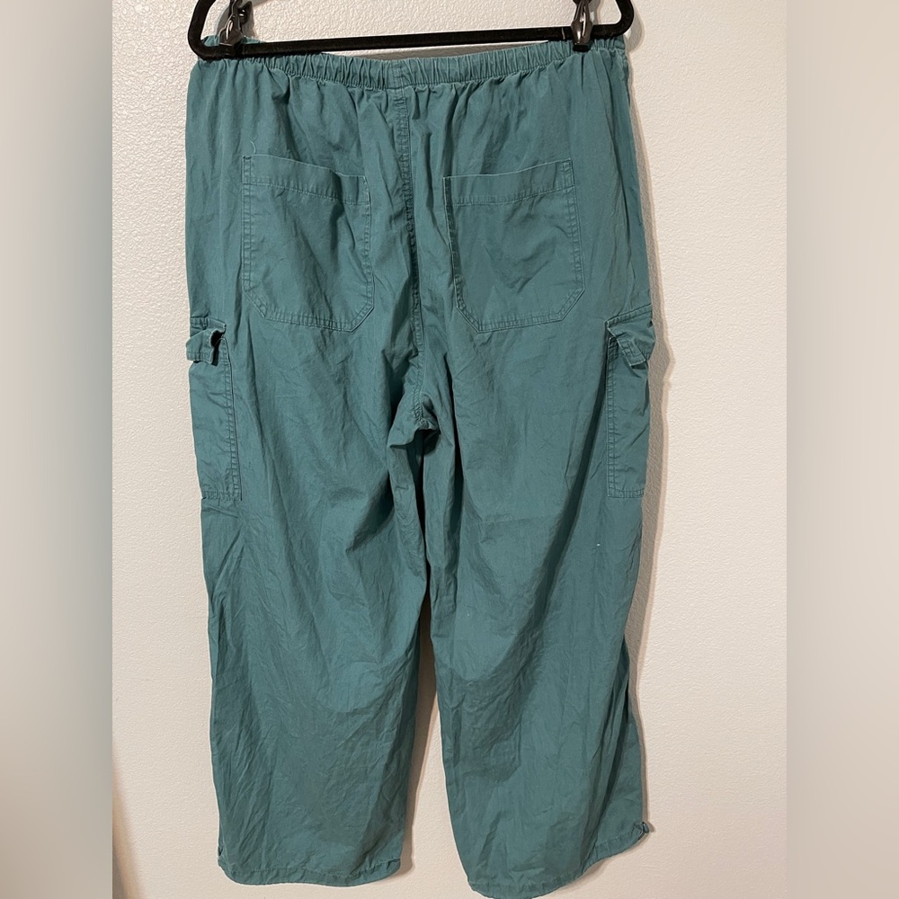 Wild Fable Large Baggy Cargo Pockets Parachute Pants Teal Green Y2K Gorpcore - Picture 2 of 6